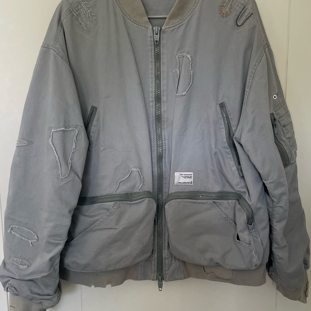 C2H4 LA fashion brand Men's Gray Bomber Jacket